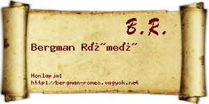 Bergman Rómeó névjegykártya